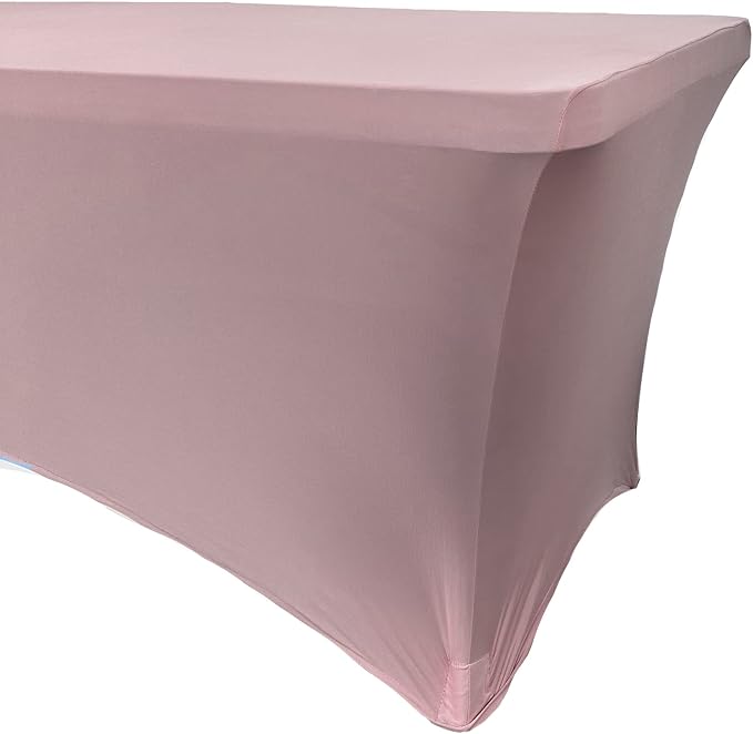 YOUR CHAIR COVERS Rectangular Spandex Table Covers 6ft Fitted Tablecloth Wedding Event Patio Decorations Elastic Fabric Stretch Tables Cover for 6 ft Folding Table (Blush) - Image 3