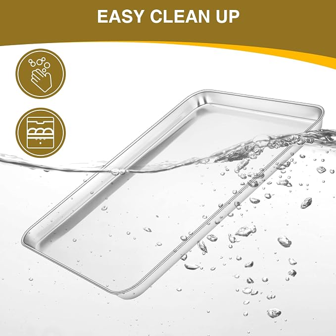 Wildone Baking Sheet with Rack Set (3 Pans + 3 Racks), Stainless Steel Baking Pan Cookie Sheet with Cooling Rack, Non Toxic & Heavy Duty & Easy Clean (Pack of 2) - Image 7