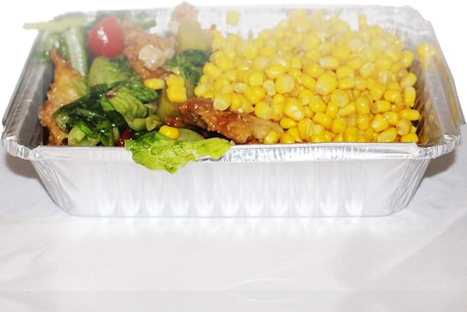 Tiger Chef Oblong Aluminum Tin Foil 2.25 Pound Pans Dimensions: 8.44" X 5.89" X 1.8" Disposable Freezer to Oven Safe for Takeout, Baking, Cooking, Storing and Freezing - 50 Pack - Image 5