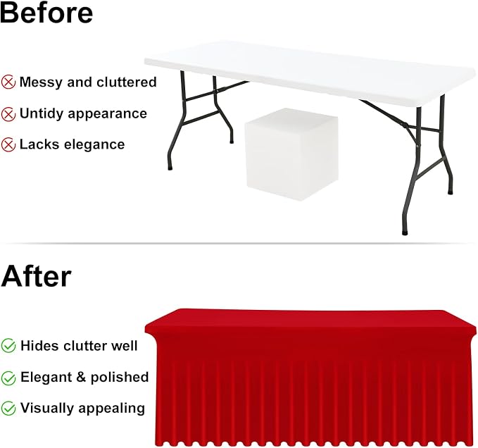 Moosfor 2 Pack Spandex Fitted Rectangle Tablecloth, Elastic Table Skirt - Image 4