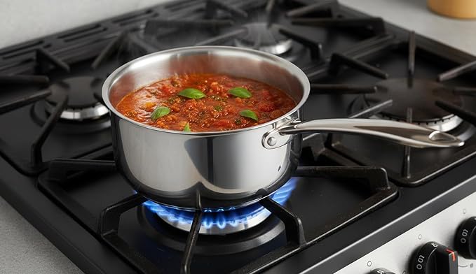 3 Quart Stainless Steel Saucepan with Lid, Tri-Ply Clad, No Coating PTFE & PFOA Free, Induction Compatible, Oven Safe to 500°F, Dishwasher Safe - Image 5