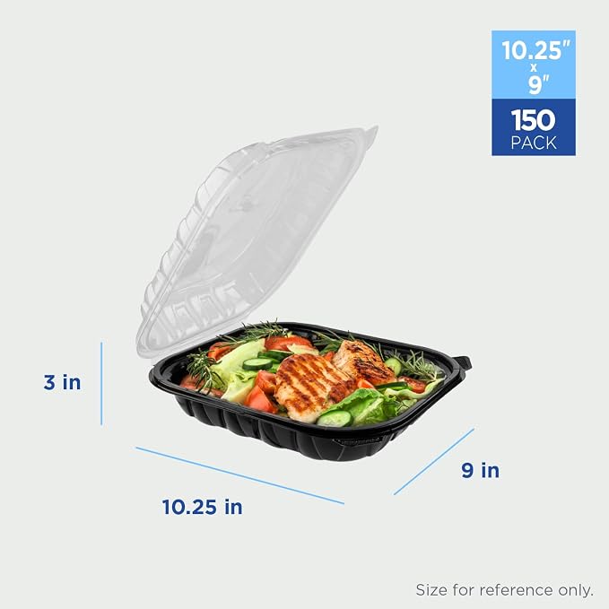 Karat Premium PP Hinged Container, 10.25"x9", 1 compartment, Take Out Food Containers - Case of 150 pcs - Image 3