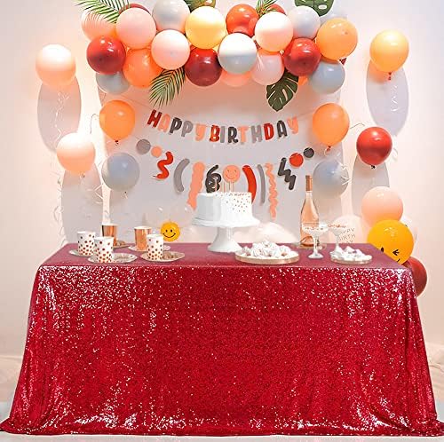 Sequin Tablecloth 90"x156" Red Tablecloth Rectangle Party Tablecloth Cover - Image 4
