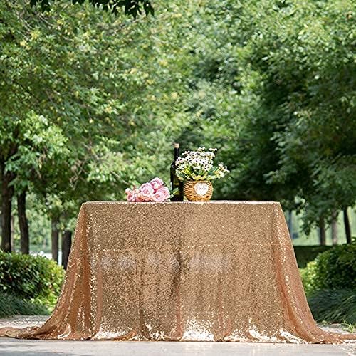 JYFLZQ Champagne Sequin Tablecloth Glitter Table Cover 60''x102'' Rectangle - Image 5