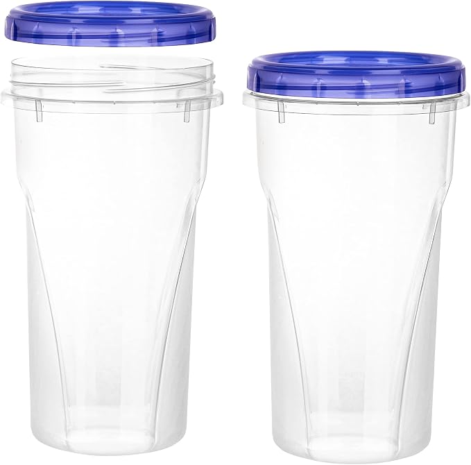 PLASTICPRO [48 oz 8 Pack] Twist Top Deli Containers Clear bottom With blue Top Twist on Lids Reusable, Stackable, Food Storage Freezer Container Pack of 8 - Image 9