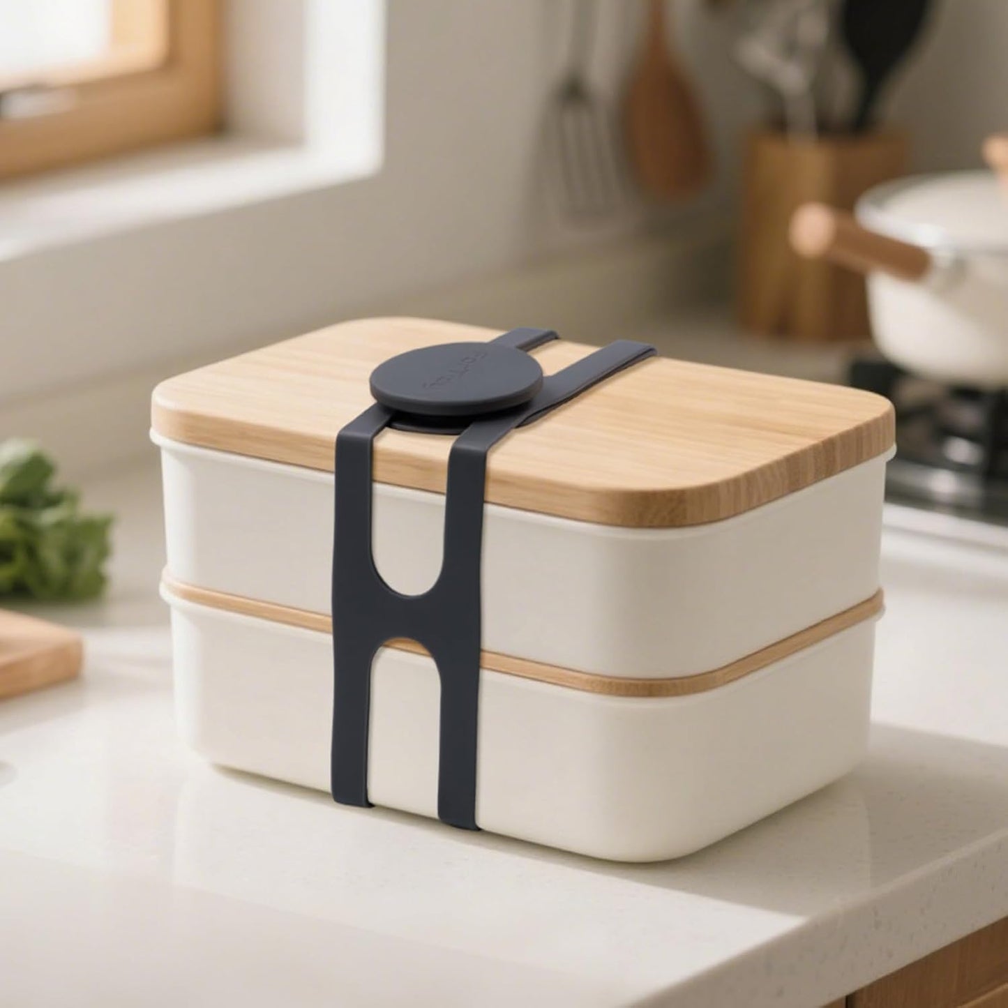 Silicone Utility Strap for Slow Cooker Lid, Pot, Bento Box, 21.65 In Reusable Elastic Self-Lock Silicone Tie for Bundling or Organizing Curtain, Cords, Yoga Mat, Camping Mat, 2pcs (Gray&White)