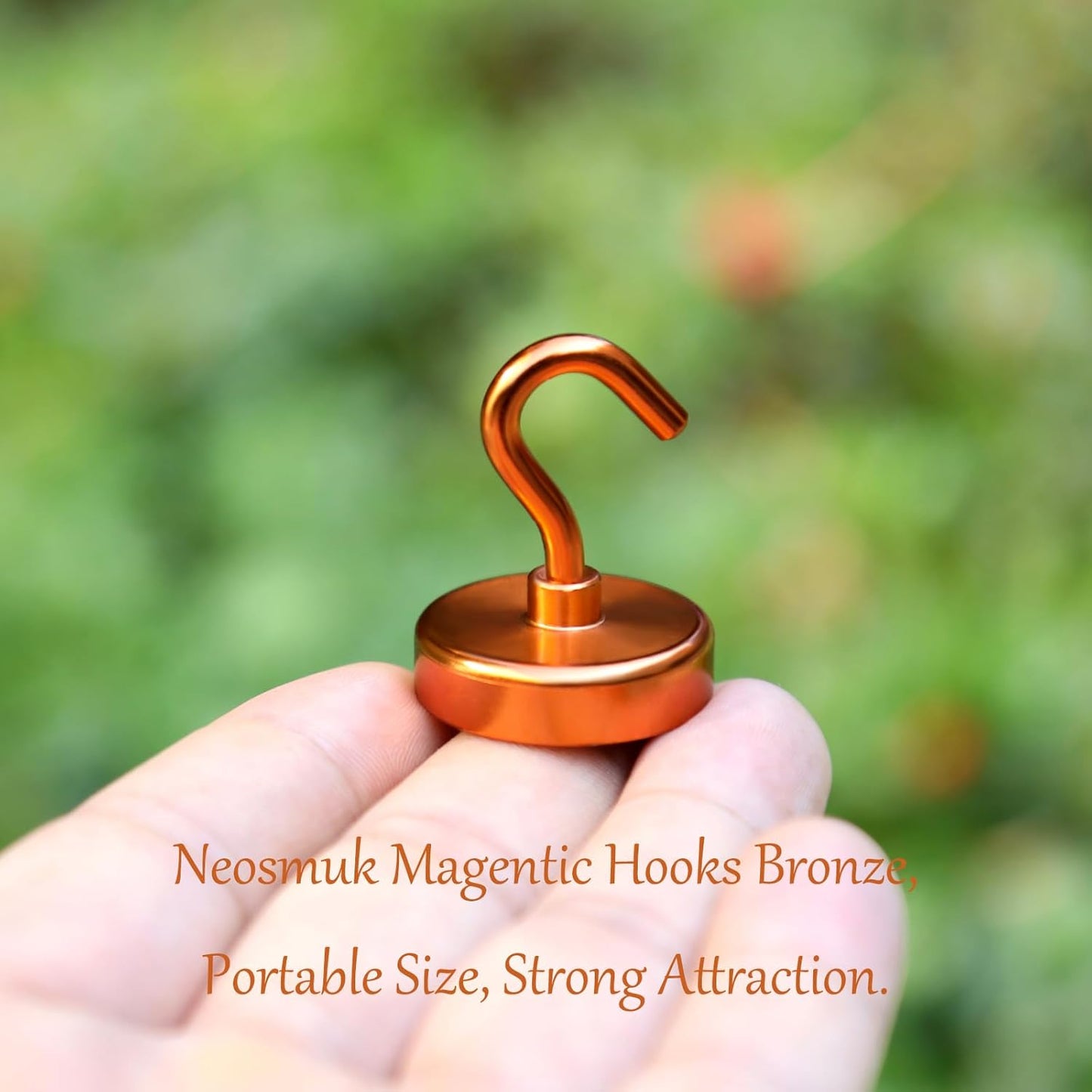 Neosmuk Magnetic Hooks Heavy Duty,Strong Magnet with Hook for Fridge, Super Neodymium Extra Strength Industrial Hooks for Hanging, Magnetic Hanger for Toolbox, Cruise, Grill(Bronze,10 Pack)