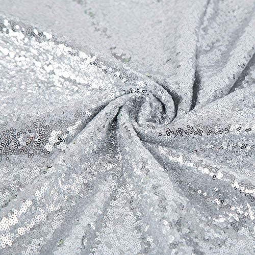 JYFLZQ Silver Sequin Tablecloth, Glitter Table Cover 90x132 Inch Rectangle - Image 5