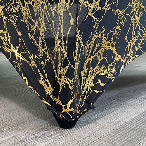 YOUR CHAIR COVERS 8ft Spandex Rectangular Table Cover, Black/Gold Marbling - Image 5