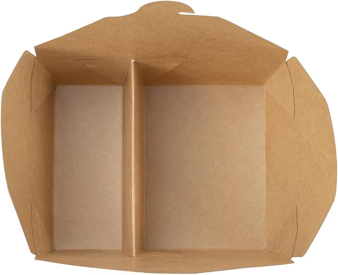 Restaurantware-Bio Tek 47 Ounce Paper Take Out Containers, 200 2-Compartment Kraft Take Out Boxes - Greaseproof, Tab-Lock Closure, Kraft Paper To Go Boxes, Sturdy, Safe For Hot Or Cold Foods - Image 10
