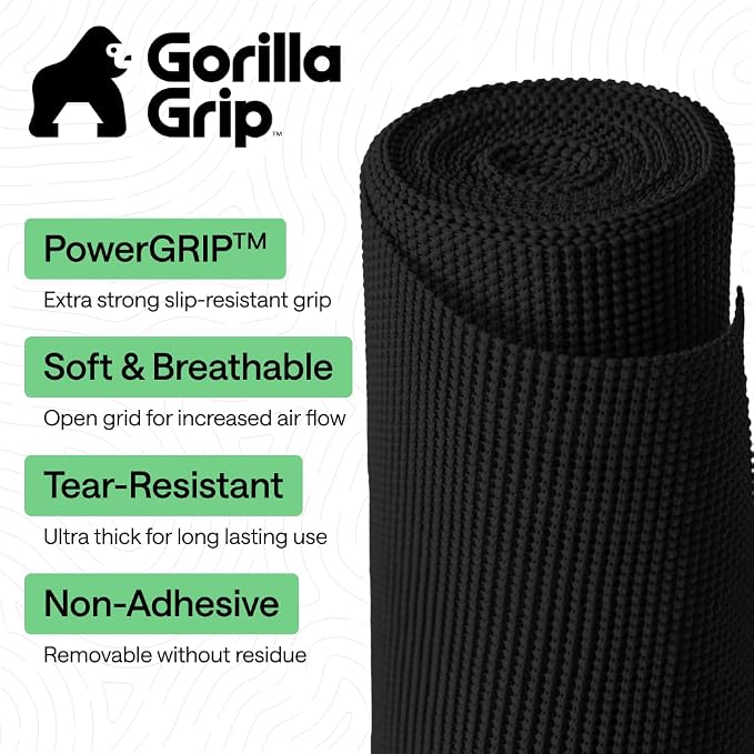 GORILLA GRIP powerGRIP Drawer Shelf and Cabinet Liner, 12" x10', Black - Image 2