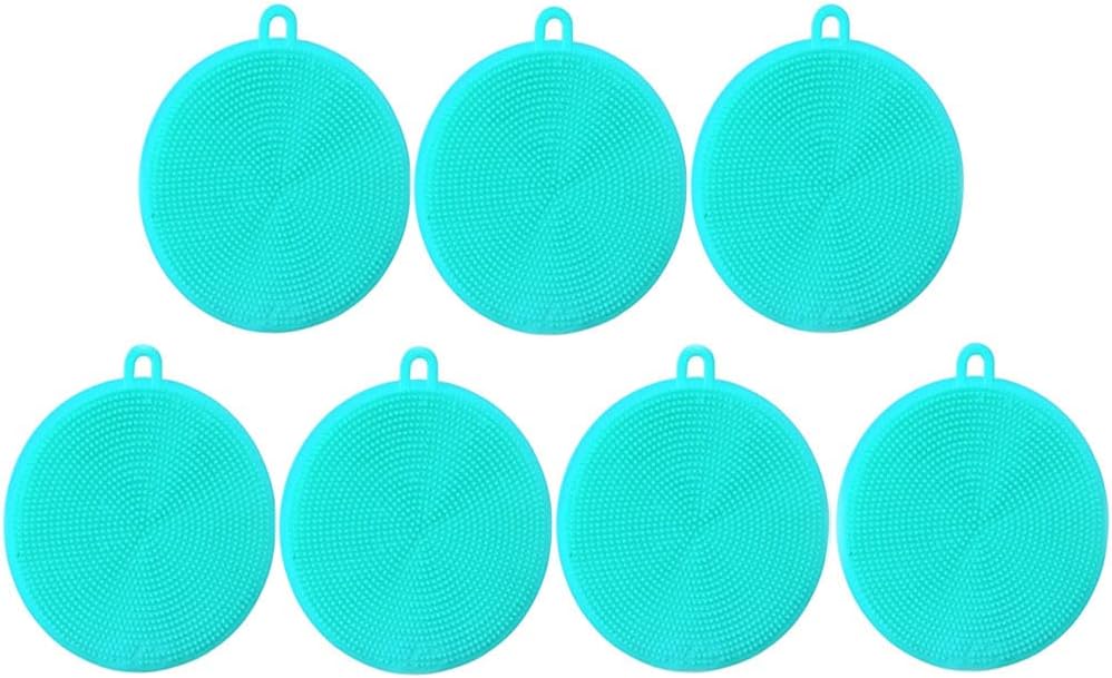 7 PCS Silicone Dish Scrubber, Kitchen Sponges, Silicone Sponge,Dish Brush, Dish sponges, Silicone Sponge Dish Sponges, Kitchen Sponge Double Sided Cleaning Sponges (blue)