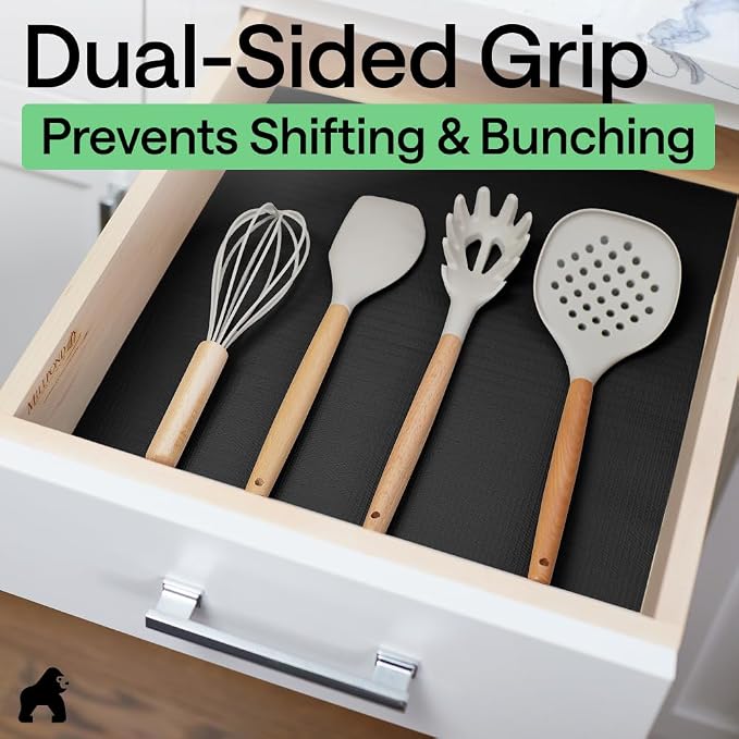 GORILLA GRIP Shelf Liner, Kitchen Drawer Protector, 17.5x120 Black - Image 4