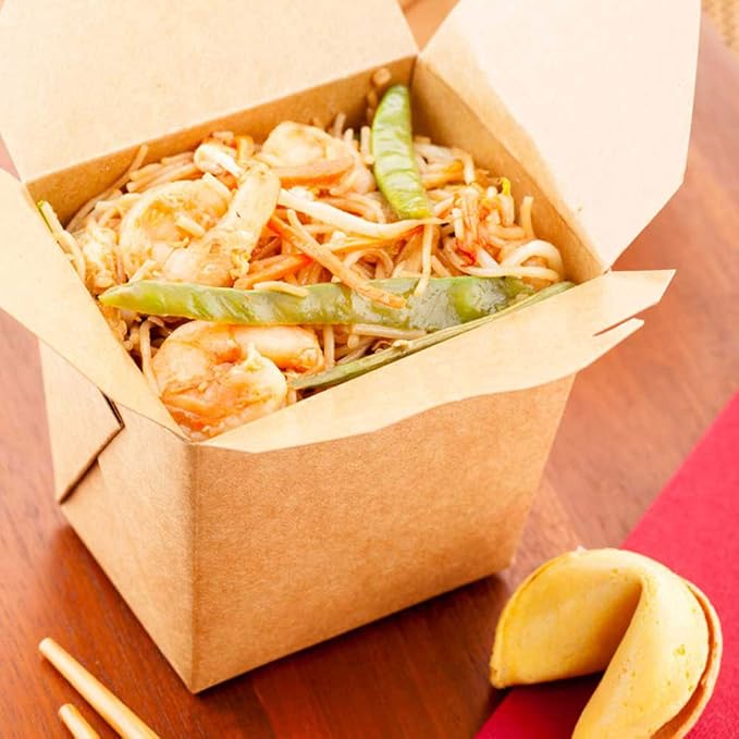 Restaurantware Chinese Take Out Boxes 200 Pack of 16 oz Grease-resistant Party Take Out Food Containers Disposable Stackable Asian Square Kraft Paper To Go Boxes For Restaurants - Image 3