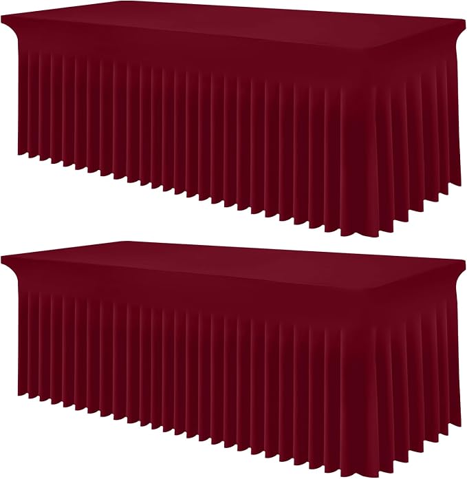 Smiry 2 Pack Spandex Elastic Fitted Table Cloth Skirt for 8FT Table by Smiry