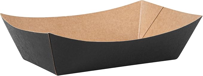 Restaurantware Black Paper lb Food Tray Boat, 7.1 x 5.7 in, 50 Pack - Image 12