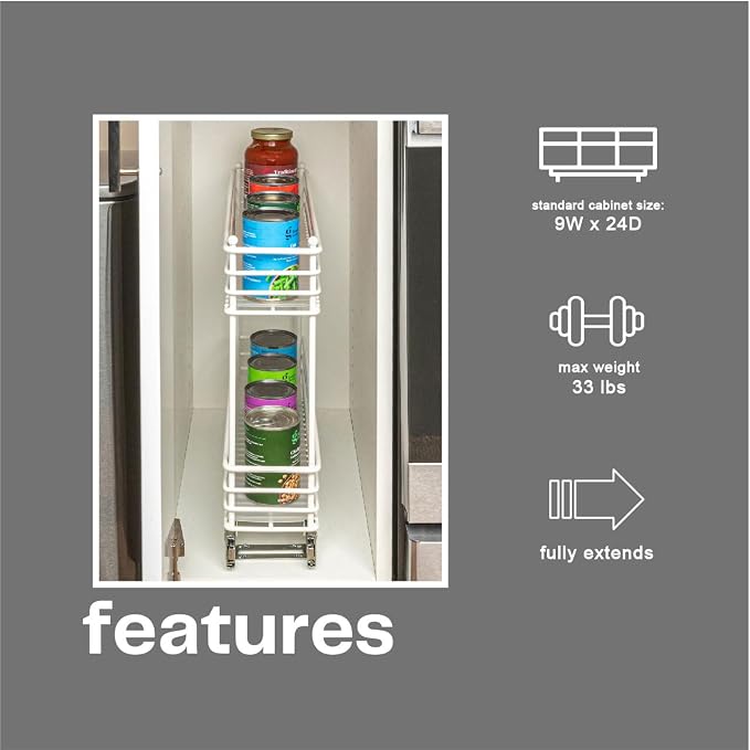 Household Essentials White Steel Artisan Organizer with Plastic Liners, 2-Tier Pull-Out - Image 4