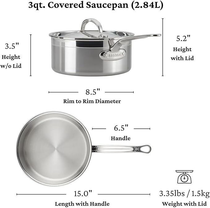 Hestan - ProBond Collection - Professional Clad Stainless Steel 10-Piece Ultimate Cookware Set, Induction Cooktop Compatible - Image 8