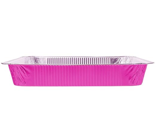 Tiger Chef Half Size Pink Disposable Aluminum Foil Steam Table Baking Pans, 12.75in x 10.38in x 2.5in Deep disposable Chafing Pans 100-Pack - Image 2