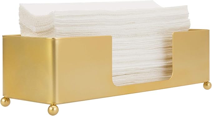 MyGift Gold Paper Towel Holder, Toilet Paper Towel Dispenser for Bathroom, C fold Paper Towel Holder Countertop for Commercial & Home Use, Modern Brass Finish Metal by MyGiftHome