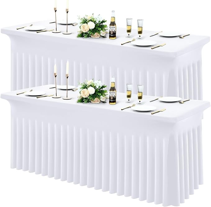 Moosfor 2 Pack Spandex Fitted Rectangle Tablecloth, Elastic Table Skirt by Moosfor