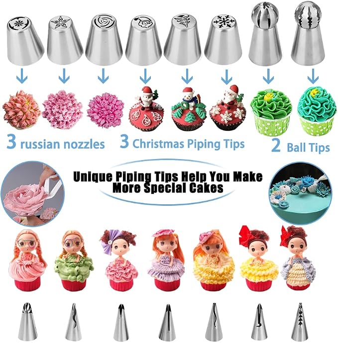 Cake Decorating Kit, 672 Pcs Cake Decorating Supplies Stand With Cake Carrier Holder Springform Pan Sets 3-Layer Toolbox Organizer Icing Piping Nozzles Cake Rotating Turntabl Baking Supplies Set Tools - Image 5