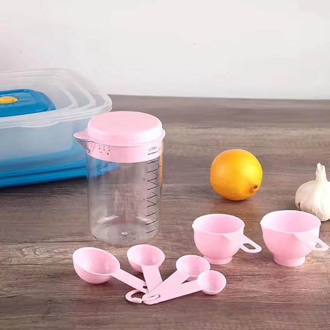 7 Piece Kitchen Measuring Tool, Plastic Measuring Cup Measuring Spoon with Scale Scale Set Plastic Measuring Cup Set Kitchen Tool, Nesting Measuring Cups Measuring Cups, for Cooking (30PCS PINK) - Image 7