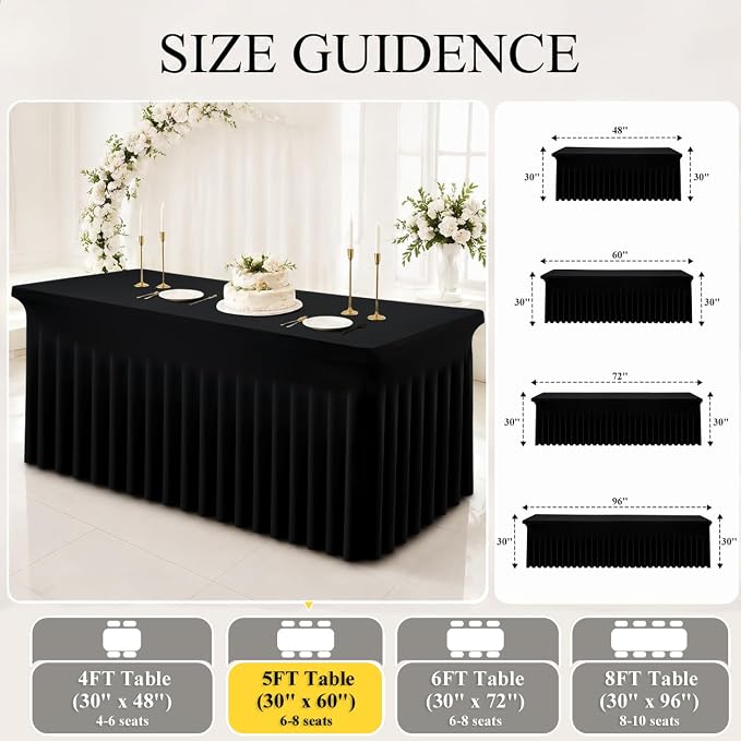 Moosfor 2 Pack Spandex Fitted Rectangle Tablecloth, Elastic Table Skirt - Image 5