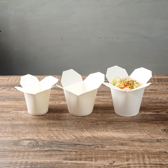 Restaurantware 32 oz Round White Paper Noodle Take Out Container, 200 Pack - Image 11