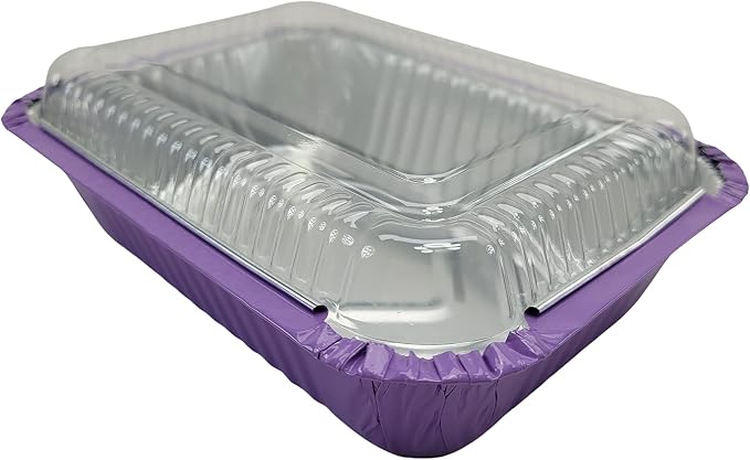 KitchenDance 1.5 lb. Colored Foil Takeout Containers With Lids - Heavy Gauge Aluminum Containers - Casserole Dish Disposable Pans for Cooking, Freezing, Food Prep, Storage - 7650 (Purple, 125) by KitchenDance
