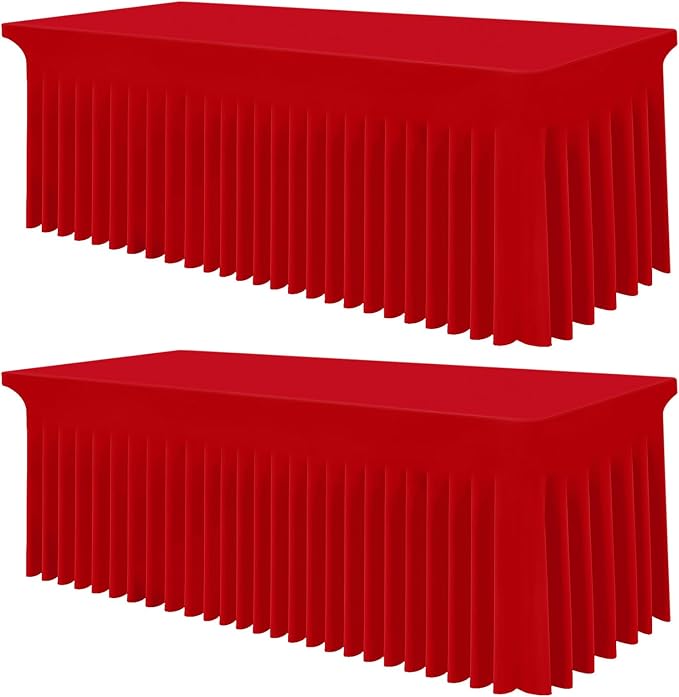 Smiry 2 Pack Spandex Elastic Fitted Table Cloth Skirt for 6FT Table by Smiry