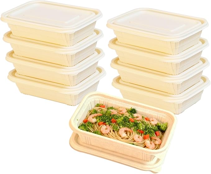 50 Pack 30 oz Biodegradable Containers Compostable to gocontainers,Meal Prep Containers disposable, Reusable Take Out Containers, Microwave Freezer Safe by Lifuope