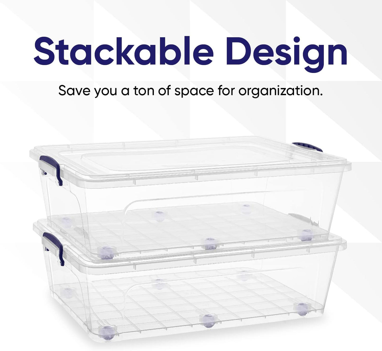 Superio Storage Bins with Lids, Clear Plastic Containers for Organizing, Stackable Totes, BPA Free, Odor Free, Organizer Boxes for Home, and Dorm (2 Pack, 42 Quart)