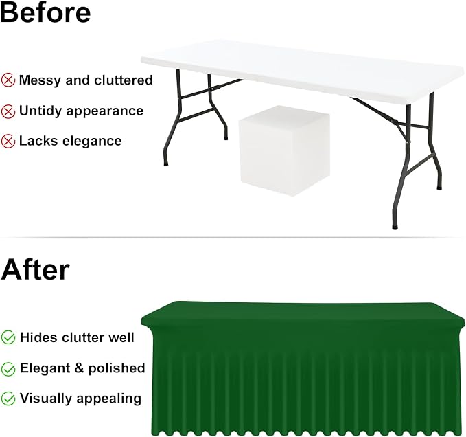 Moosfor 2 Pack Spandex Fitted Rectangle Tablecloth, Elastic Table Skirt - Image 4