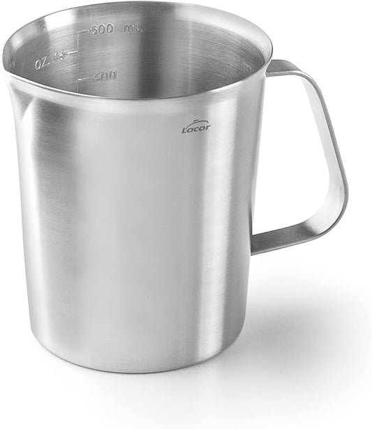 Lacor - 62745 - Measuring Jug, Measuring Cup, Liquid Meter, Stainless Steel, 9 cm, 0.5 L by LACOR