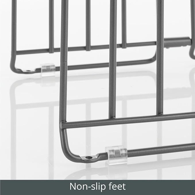 mDesign Large Metal Wire Organizer Rack for Kitchen Cabinet, Pantry, Shelves - Holder with 8 Slots for Baking Sheets, Skillets, Frying Pans, Pots, Lids, Cutting Boards, Appliances - Dark Gray - Image 6