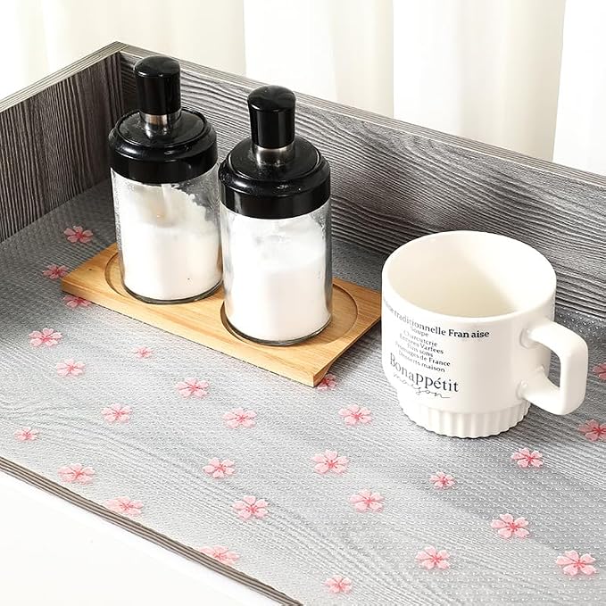 Cherry Blossom Shelf Liner - Non-Adhesive Drawer & Cabinet Liner, Non-Slip Waterproof Kitchen Shelf Paper,Pink Decorative Floral Refrigerator Liner, Easy to Cut & Clean - Image 6