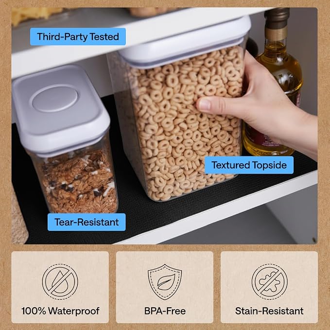 GORILLA GRIP Shelf Liner, Kitchen Drawer Protector, 17.5x240 Black - Image 5