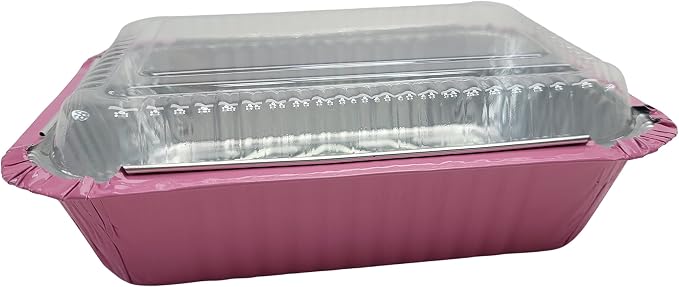 KitchenDance 1.5 lb. Colored Foil Takeout Containers With Lids - Heavy Gauge Aluminum Containers - Casserole Dish Disposable Pans for Cooking, Freezing, Food Prep, Storage - 7650 (Pink, 500) by KitchenDance