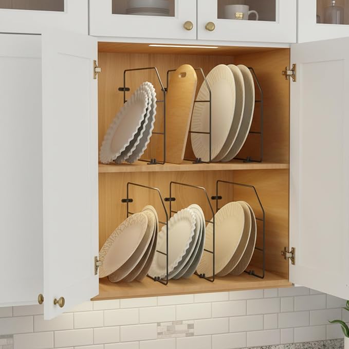 Baking Sheet Organizer Set of 6，17"x13" Vertical Tray Dividers for Kitchen Cabinets，Black Metal Cabinet Divider，Metal Wire Storage for Pans, Baking Trays and Cookware - Image 2