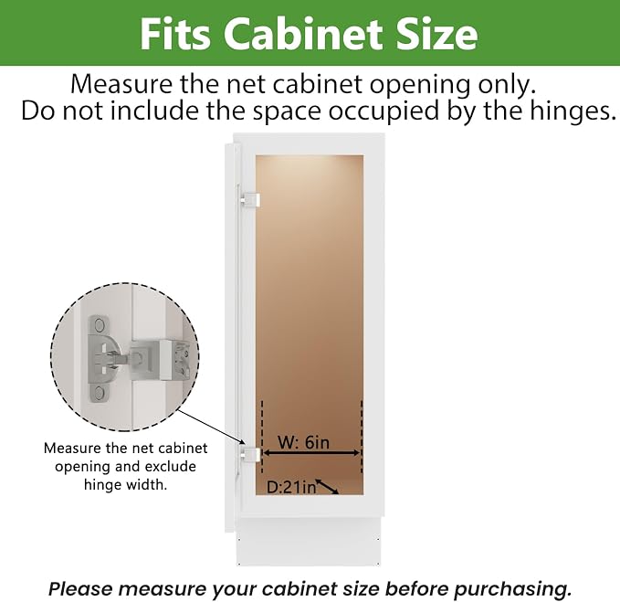 ROOMTEC Pull Out Spice Rack for Narrow Cabinet (5½" W X 20½" D),3 Tier Slide Out Cabinet Organizer and Pull Out Shelves Under Cabinet Storage for Kitchen, Chrome - Image 6