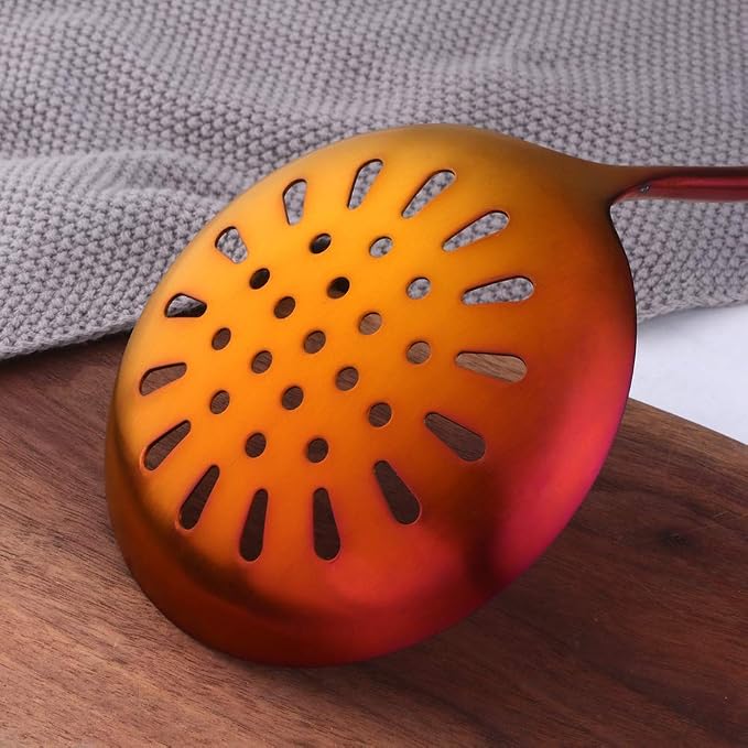 Baikai Kitchen Utensils Set of 7, Titanium Plated Orange Red Cooking Tool Gadgets Stainless Steel Cookware Set with Holder - Image 5