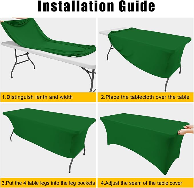 Smiry 2Pack Spandex Table Cloth 4FT, Elastic Fitted EmeraldGreen Tablecloth - Image 5
