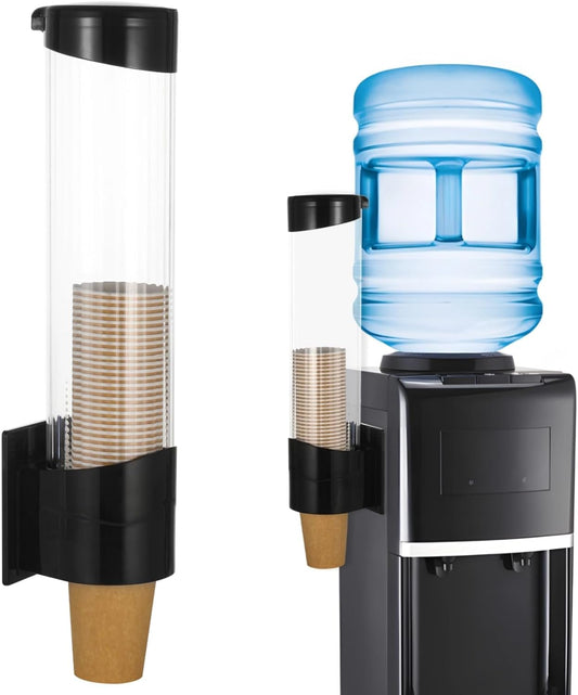 Disposable Paper Cup Dispenser,Water Cooler Pull Type Cup Holder Fits 7oz-12oz Cups,Wall-Mounted Cup Organizer for Water Coolers, Pull-Type Paper Cup Holder with Adhesive and Screws