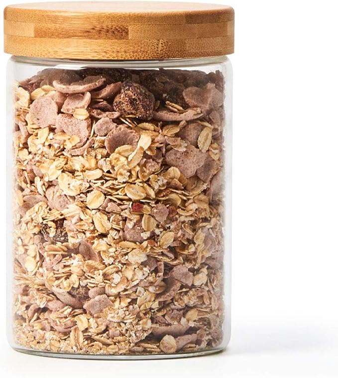 EZOWare Set of 4 Airtight Glass Jars, 46 Fl oz Large Storage Clear Canister Container Set with Bamboo Lid for for Storing Candy, Cookie, Rice, Sugar, Flour, Spices, Nuts, Coffee, Pasta - Image 9