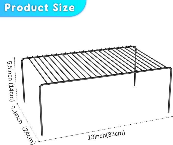 2Pack Cabinet Storage Shelf Spice Rack, 13''L x 9.4''W x 5.5''H, Black - Image 3