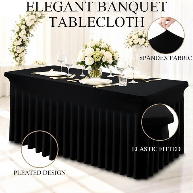 Moosfor 2 Pack Spandex Fitted Rectangle Tablecloth, Elastic Table Skirt - Image 3