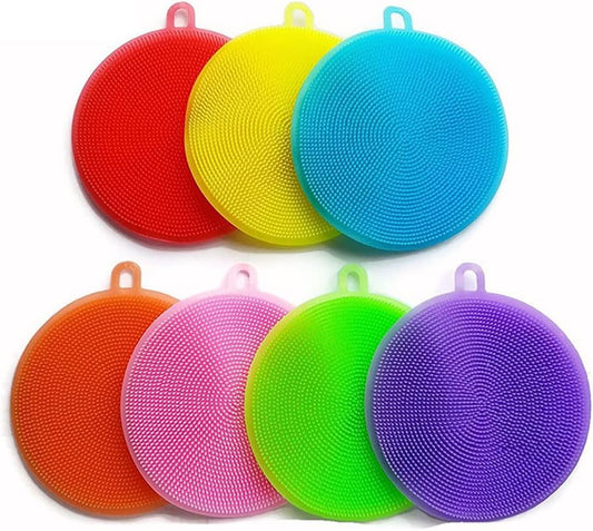7 PCS Silicone Dish Scrubber, Kitchen Sponges, Silicone Sponge,Dish Brush, Dish sponges, Silicone Sponge Dish Sponges, Kitchen Sponge Double Sided Cleaning Sponges (multicolour)