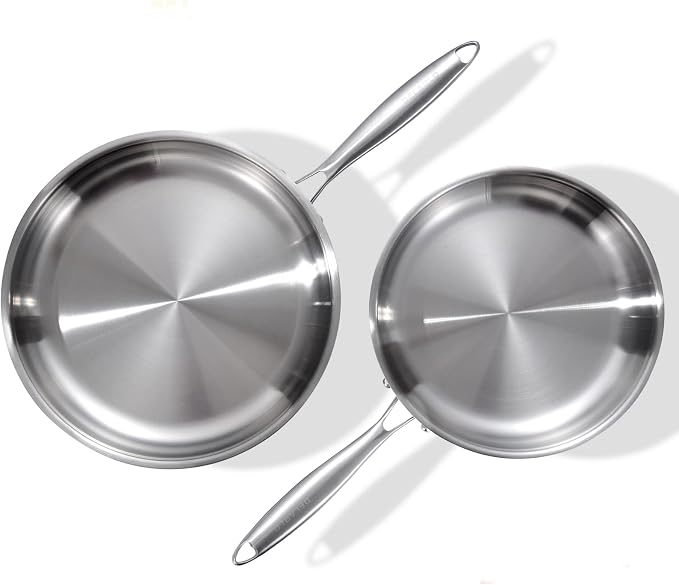 DELARLO Tri-Ply Stainless Steel Pan,18/10, 10",12" by DELARLOCOOKWARE