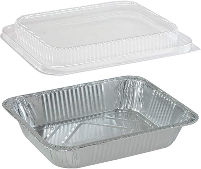 Tiger Chef Aluminum Foil Pans - Disposable Freezer to Oven Safe Containers for Takeout, Baking, Cooking, Storing and Freezing (40, 9 x 13 with Dome Lids) by TigerChef